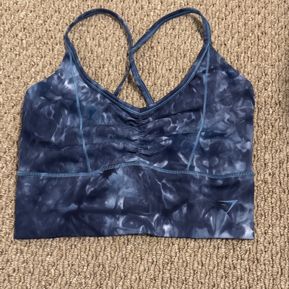 Gymshark Navy Tie-Dye Cross-Back Sports Bra